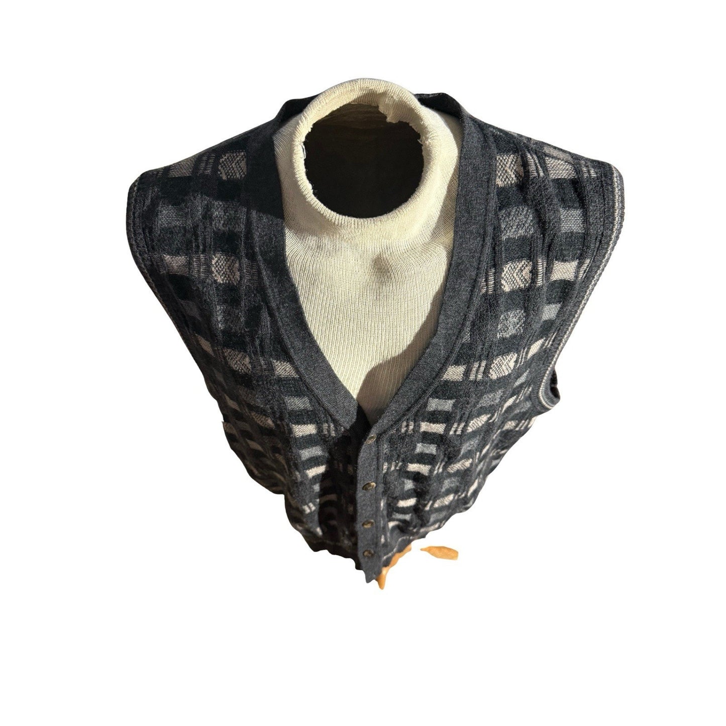 Murano Mens XXL Sweater Vest Cardigan Wool Blend Italy Grandpa Geometric