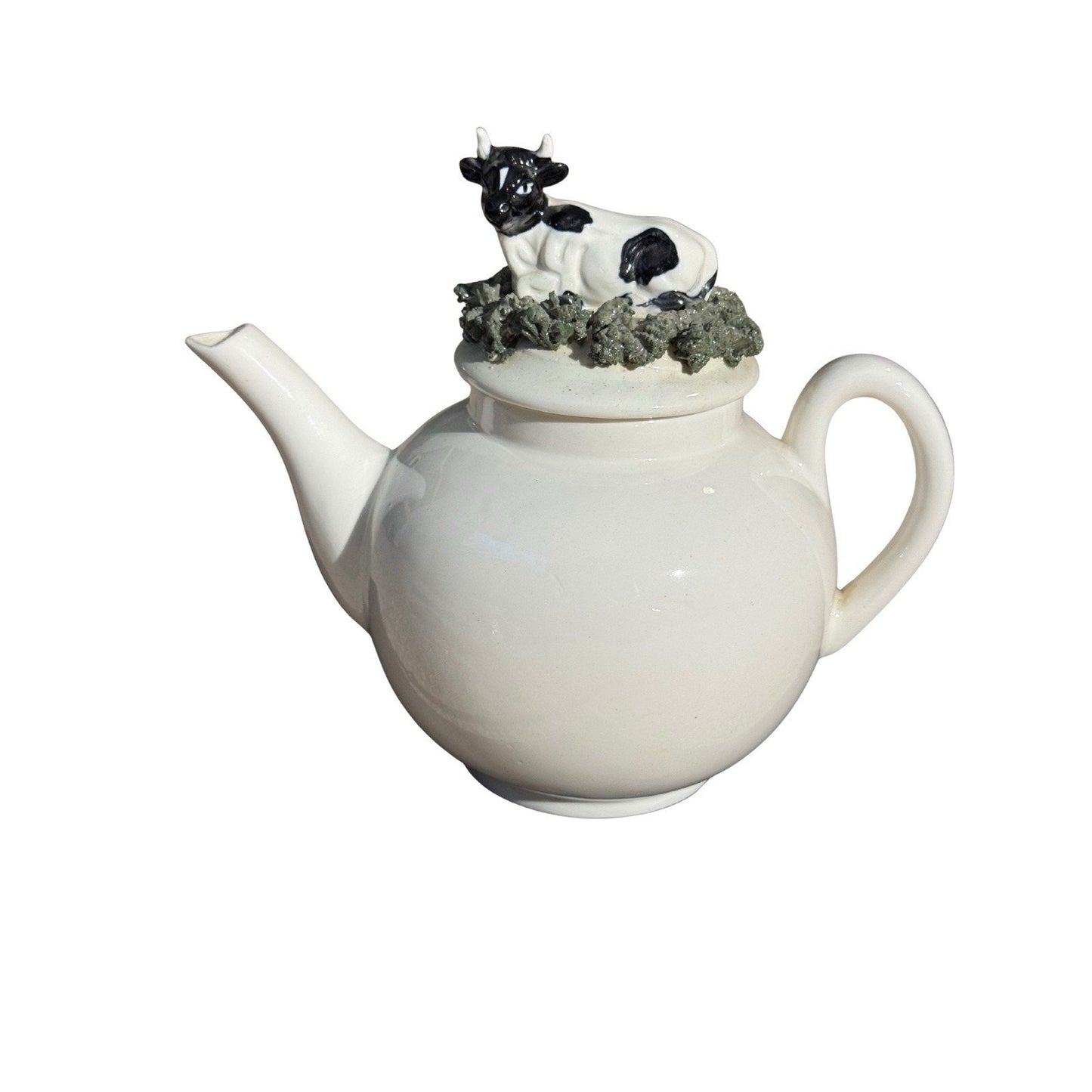 Vintage 1982 Mann China Black/White Holstein COW Teapot w/Lid