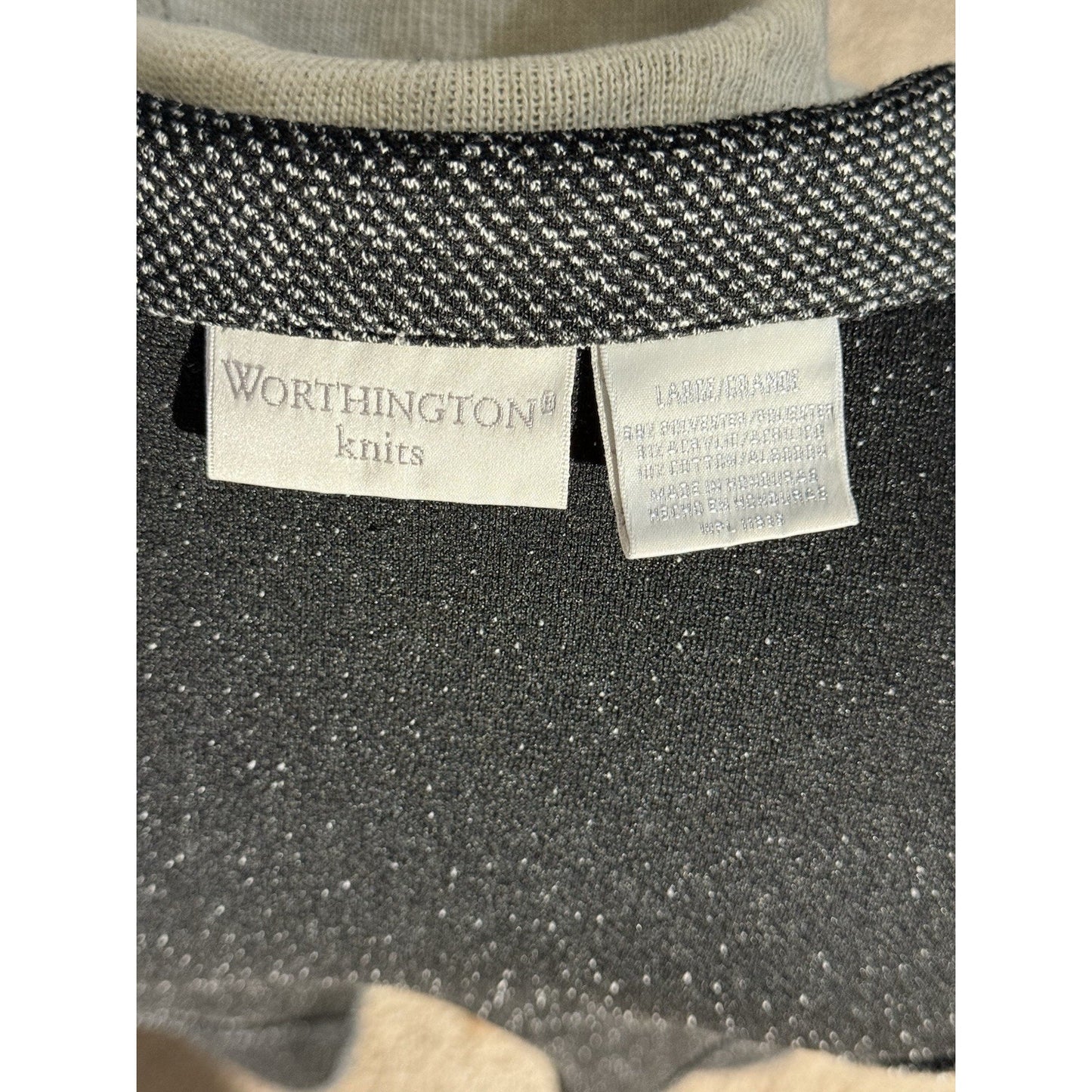 Worthington Knits Women’s Blazer Jacket L Gray Textured Button Front Career Top