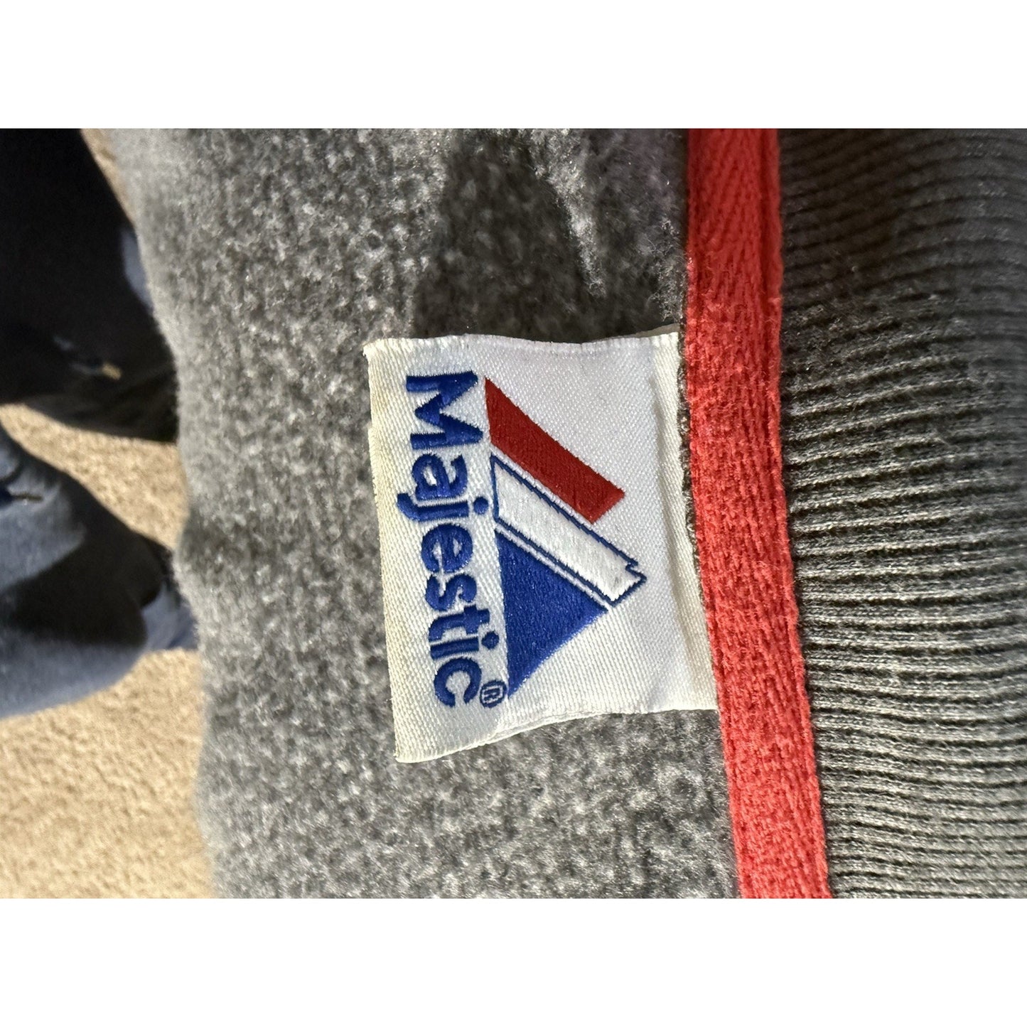 Majestic Washington Nationals Full Zip Fleece Jacket Men M Gray Red MLB Vintage