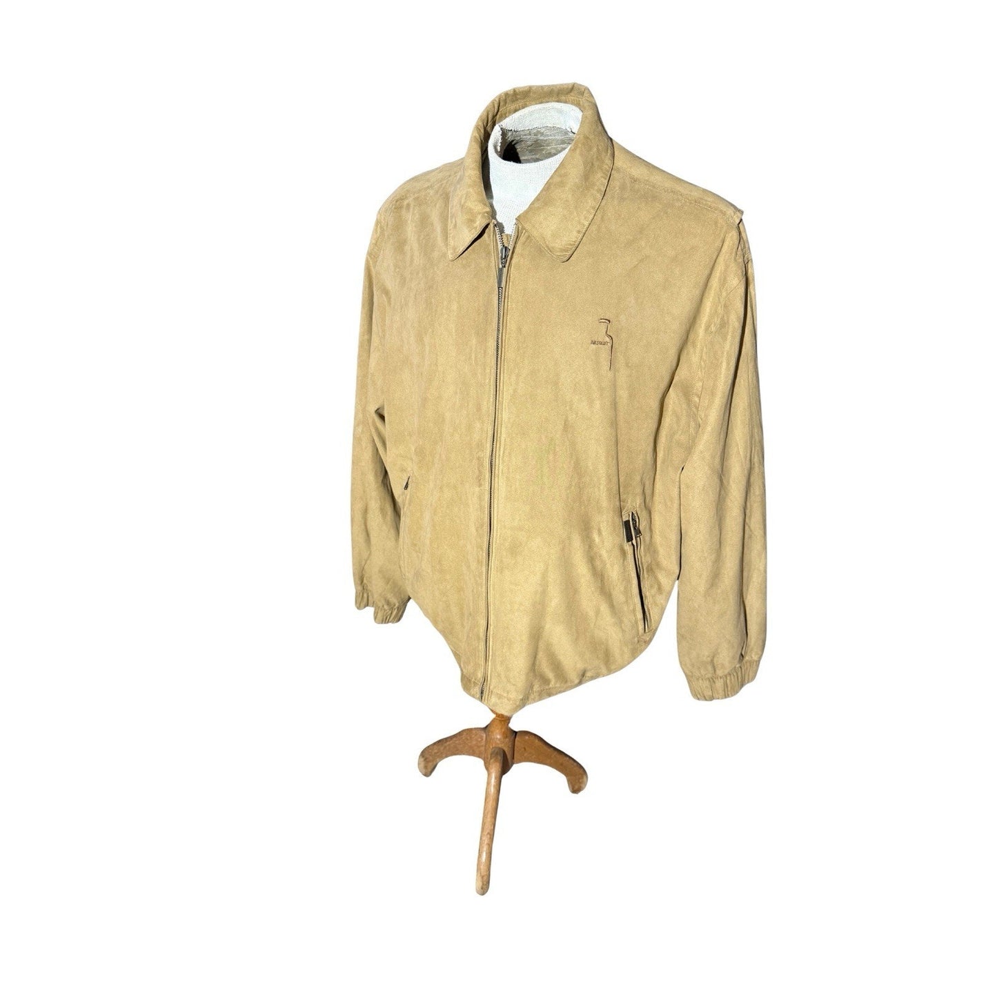 Weatherproof Suede Bomber Jacket XL Tan Absolut Vodka Promo Embroidered