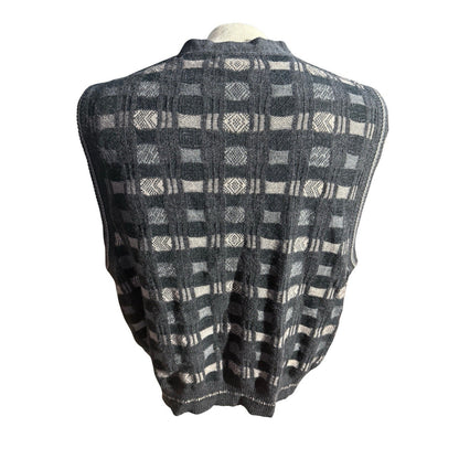 Murano Mens XXL Sweater Vest Cardigan Wool Blend Italy Grandpa Geometric