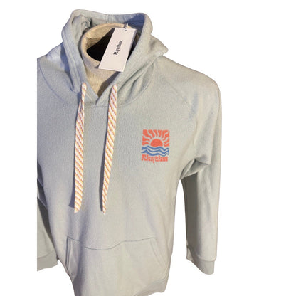 Rhythm Hoodie Sweatshirt XXL Light Blue Sun & Wave Graphic Cotton Blend