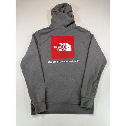The North Face Hoodie Mens Small Gray Box NSE Logo Sweatshirt Fleece Pullover