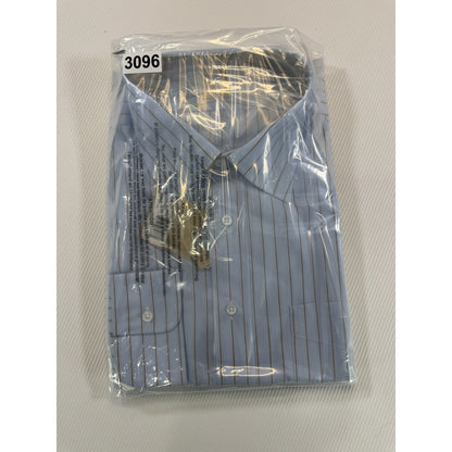 Ike Behar New York 17 L Blue Brown Stripe Dress Shirt NWT Made Canada