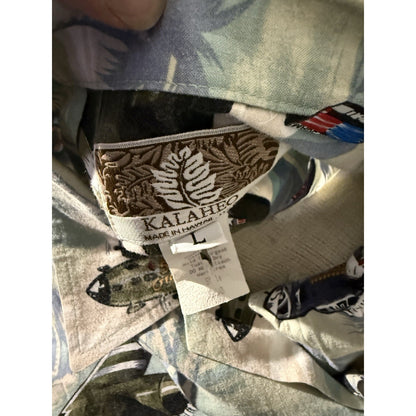 Vintage KALAHEO Men's Large Hawaiian WWII Bomber Air Planes Print Shirt