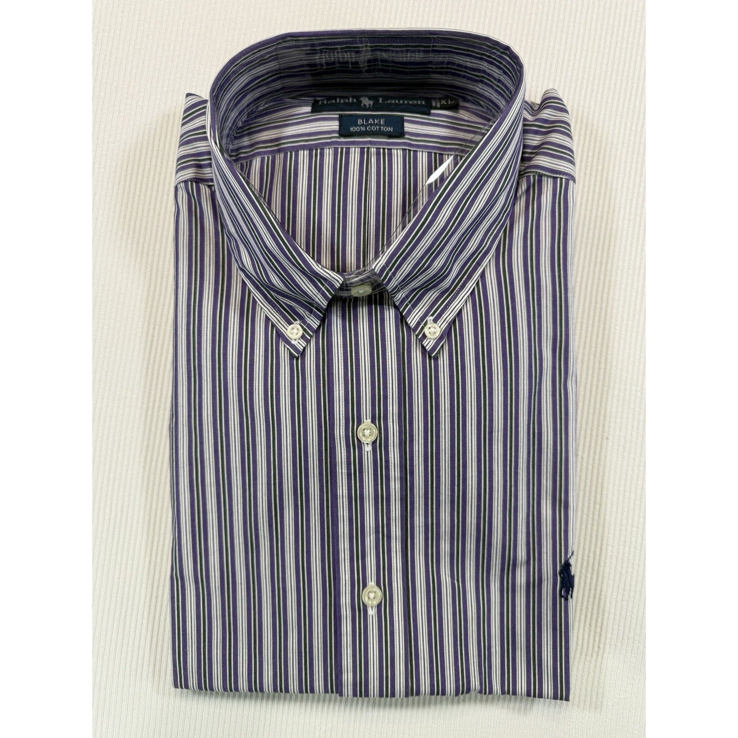 NWT Ralph Lauren Blake XL Purple Stripe Button Down Dress Shirt