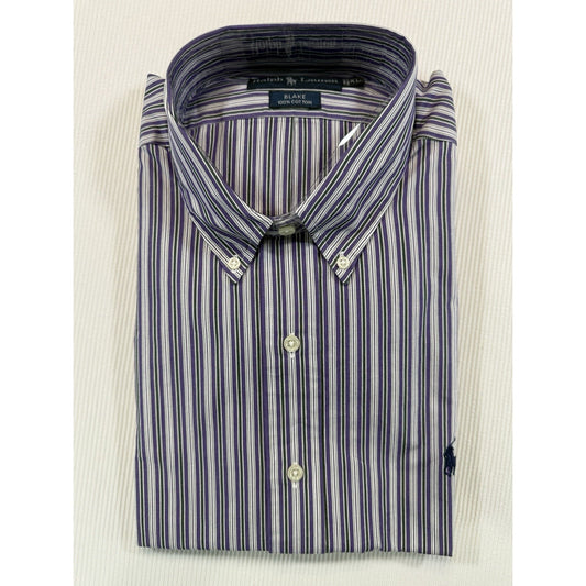 NWT Ralph Lauren Blake XL Purple Stripe Button Down Dress Shirt