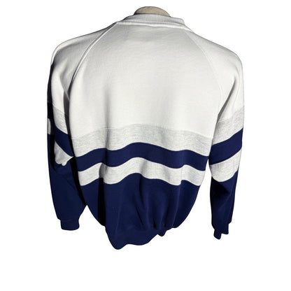 Claybrooke Sport Rugby Sweatshirt Men’s L White Navy Gray Striped Pullover
