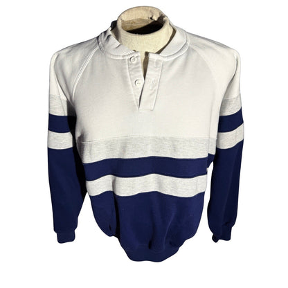 Claybrooke Sport Rugby Sweatshirt Men’s L White Navy Gray Striped Pullover