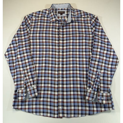 Johnston & Murphy Button Down Shirt Mens XL Plaid Cotton Long Sleeve