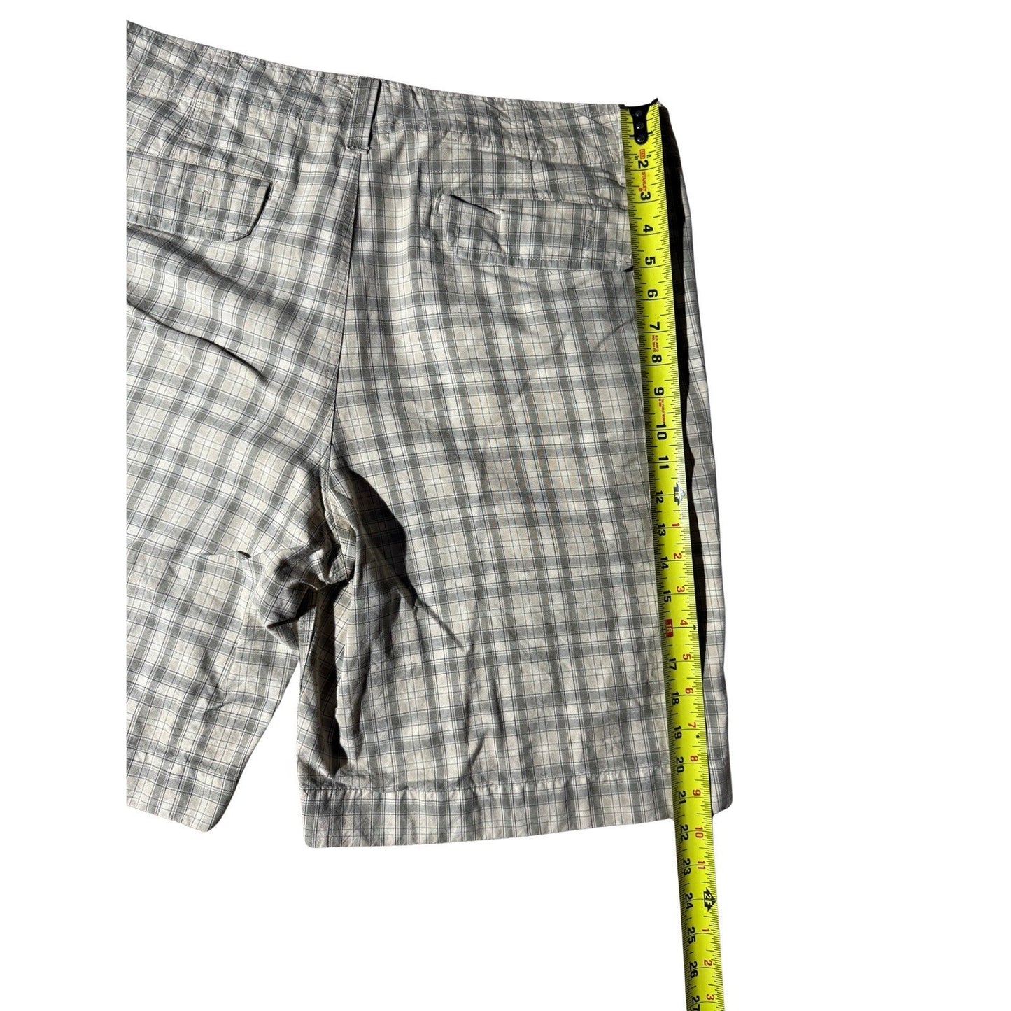 Men’s Club Room 36”W Brown/White Multi Plaid Chino Shorts 100% Cotton 9” Inseam