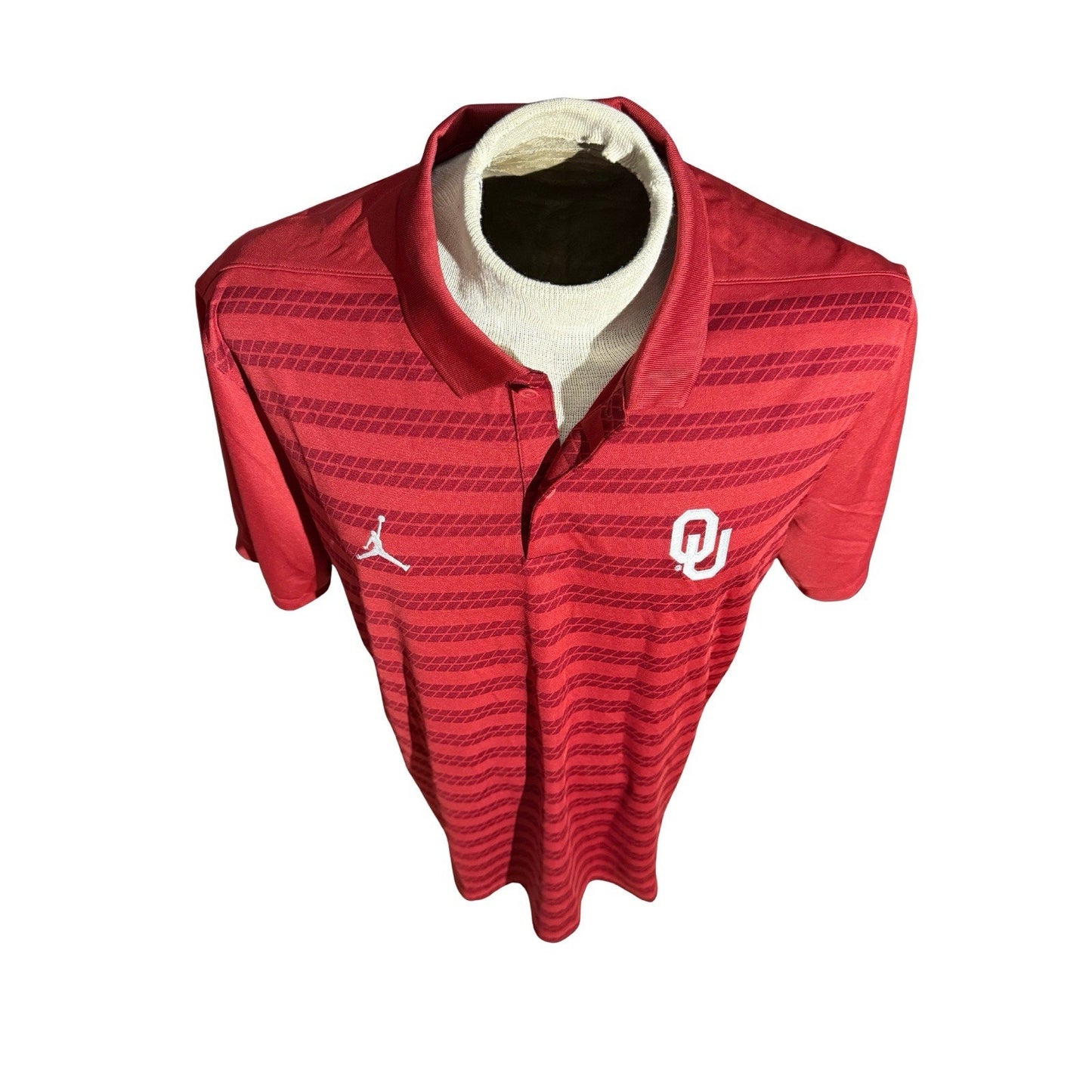 Nike Jordan Oklahoma Sooners Dri-Fit Polo Shirt Red Striped Men’s XL OU Golf
