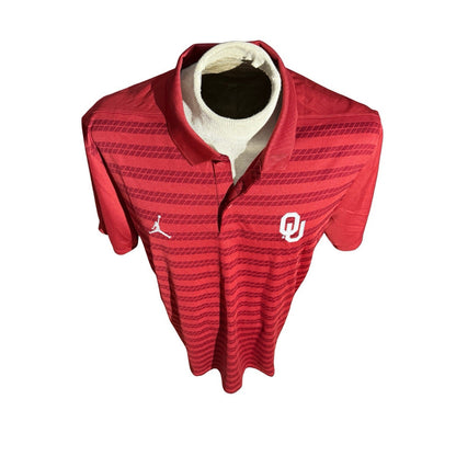 Nike Jordan Oklahoma Sooners Dri-Fit Polo Shirt Red Striped Men’s XL OU Golf