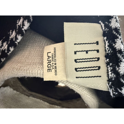 Vintage Teddi Women’s Cardigan Sweater L Black Houndstooth Trim NWT 80s Shoulder