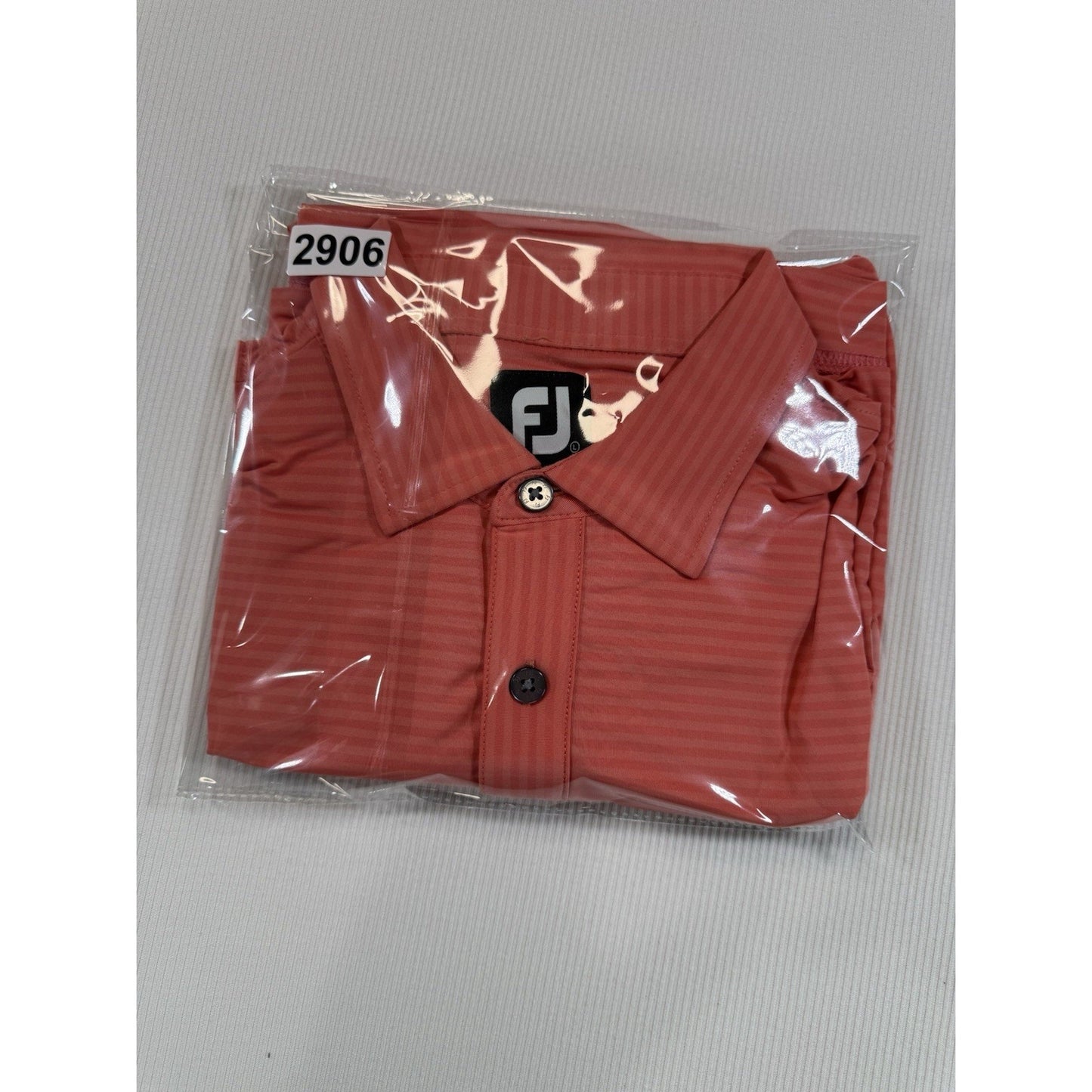 FootJoy FJ Golf Polo Shirt Mens Large Coral Micro Stripe Performance