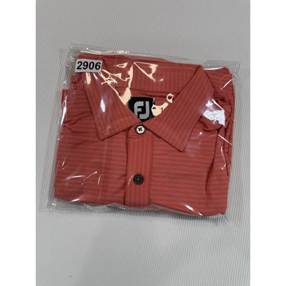 FootJoy FJ Golf Polo Shirt Mens Large Coral Micro Stripe Performance