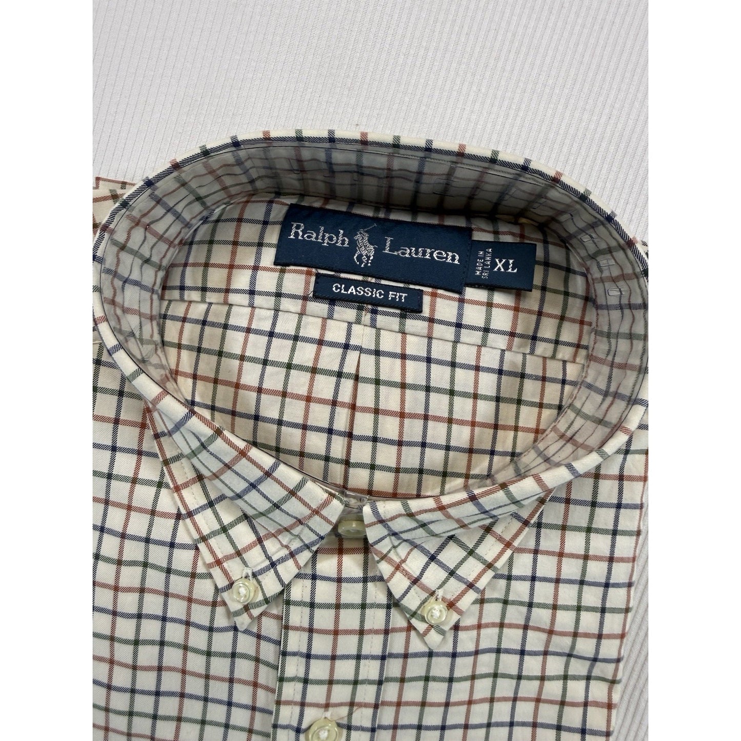Ralph Lauren XL Classic Fit Plaid Button Down Dress Shirt Cotton NWT