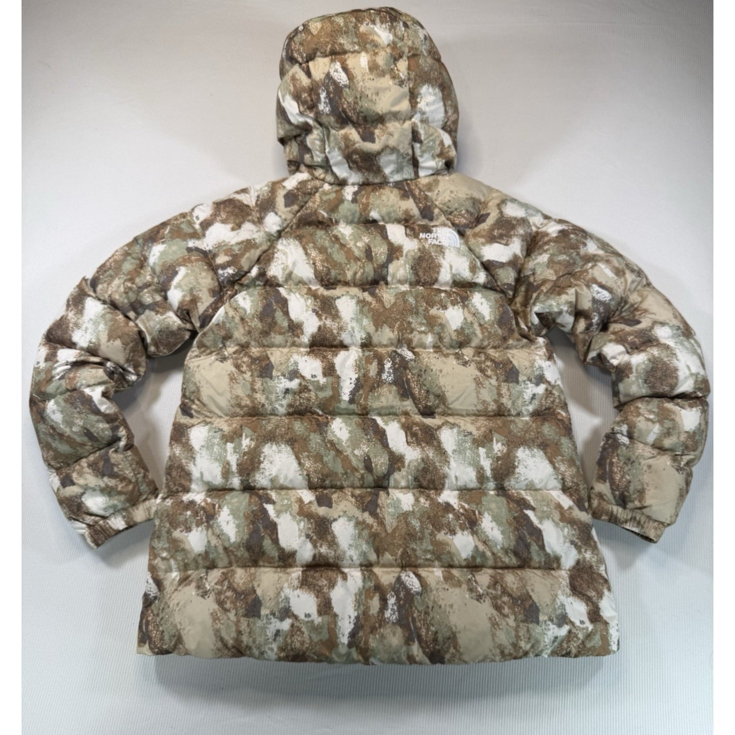 The North Face Womens Small Hooded Down Puffer Jacket Camo Winter Coat