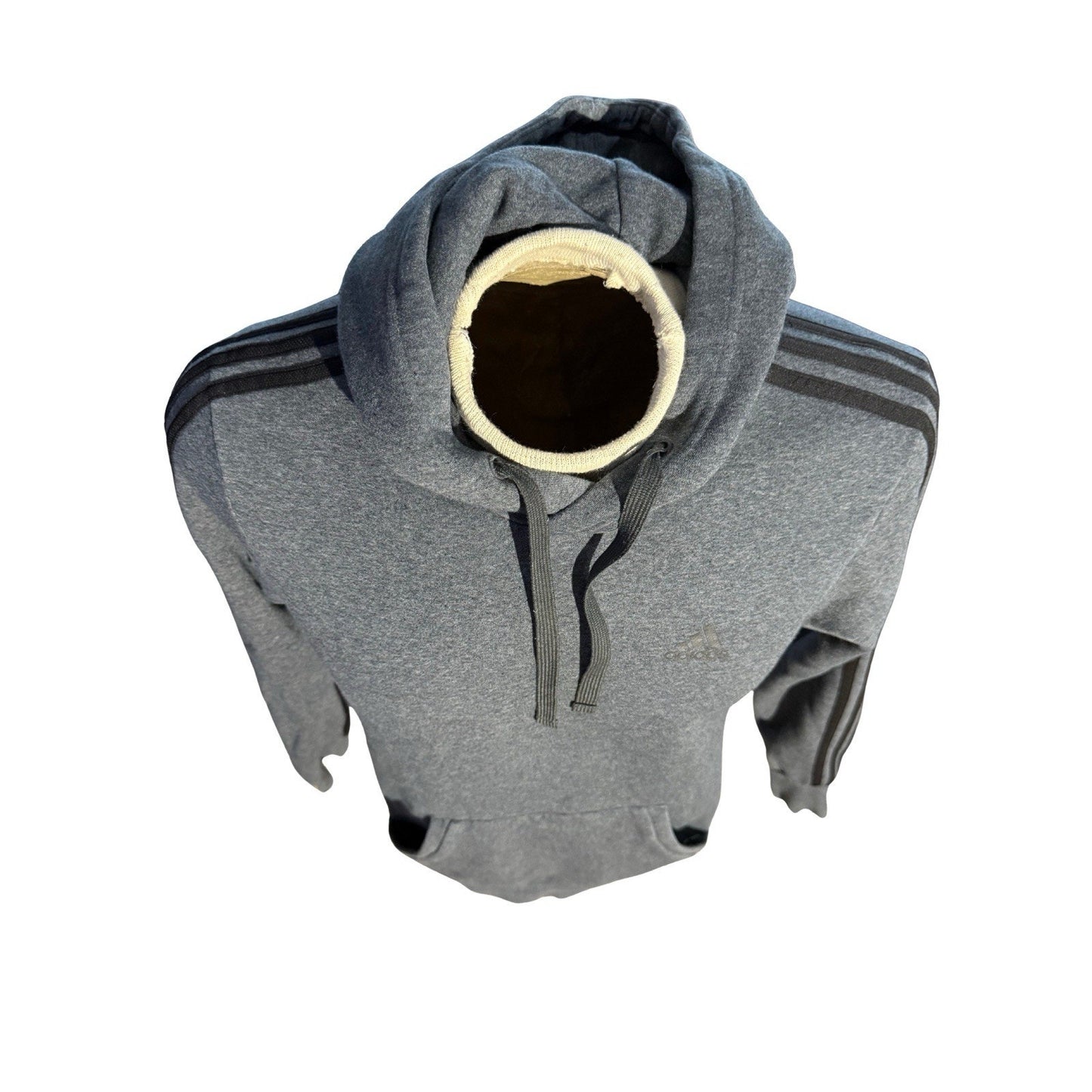 Adidas Gray Hoodie Pullover 3-Stripes Kangaroo Pocket Sweatshirt Men’s Medium