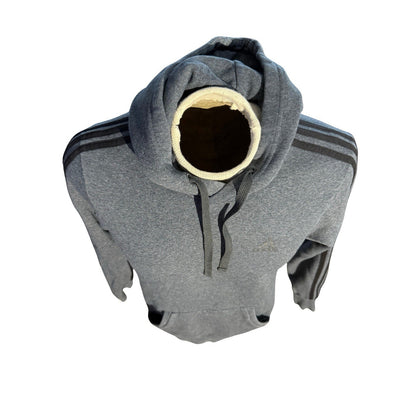 Adidas Gray Hoodie Pullover 3-Stripes Kangaroo Pocket Sweatshirt Men’s Medium