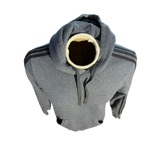 Adidas Gray Hoodie Pullover 3-Stripes Kangaroo Pocket Sweatshirt Men’s Medium