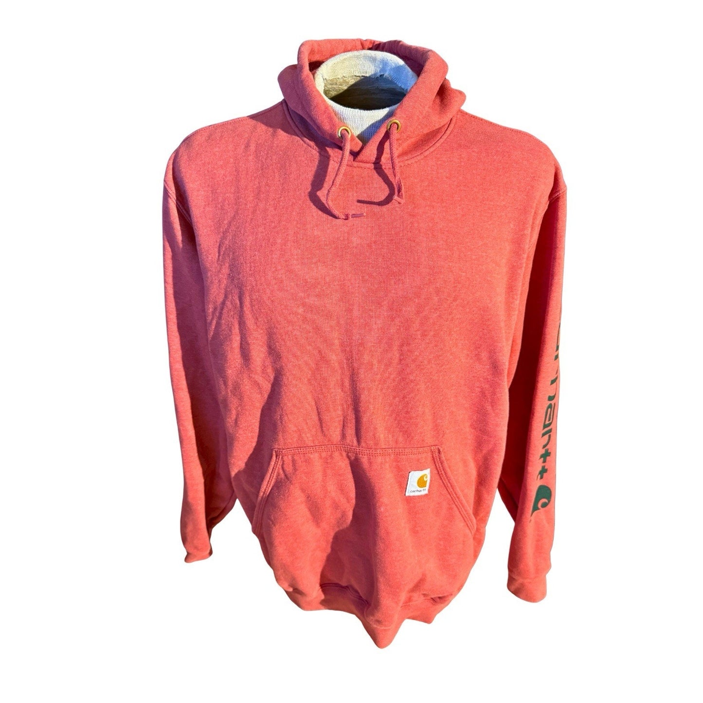 Carhartt Original Fit Hoodie Red Graphic Sleeve Logo Sweatshirt Size