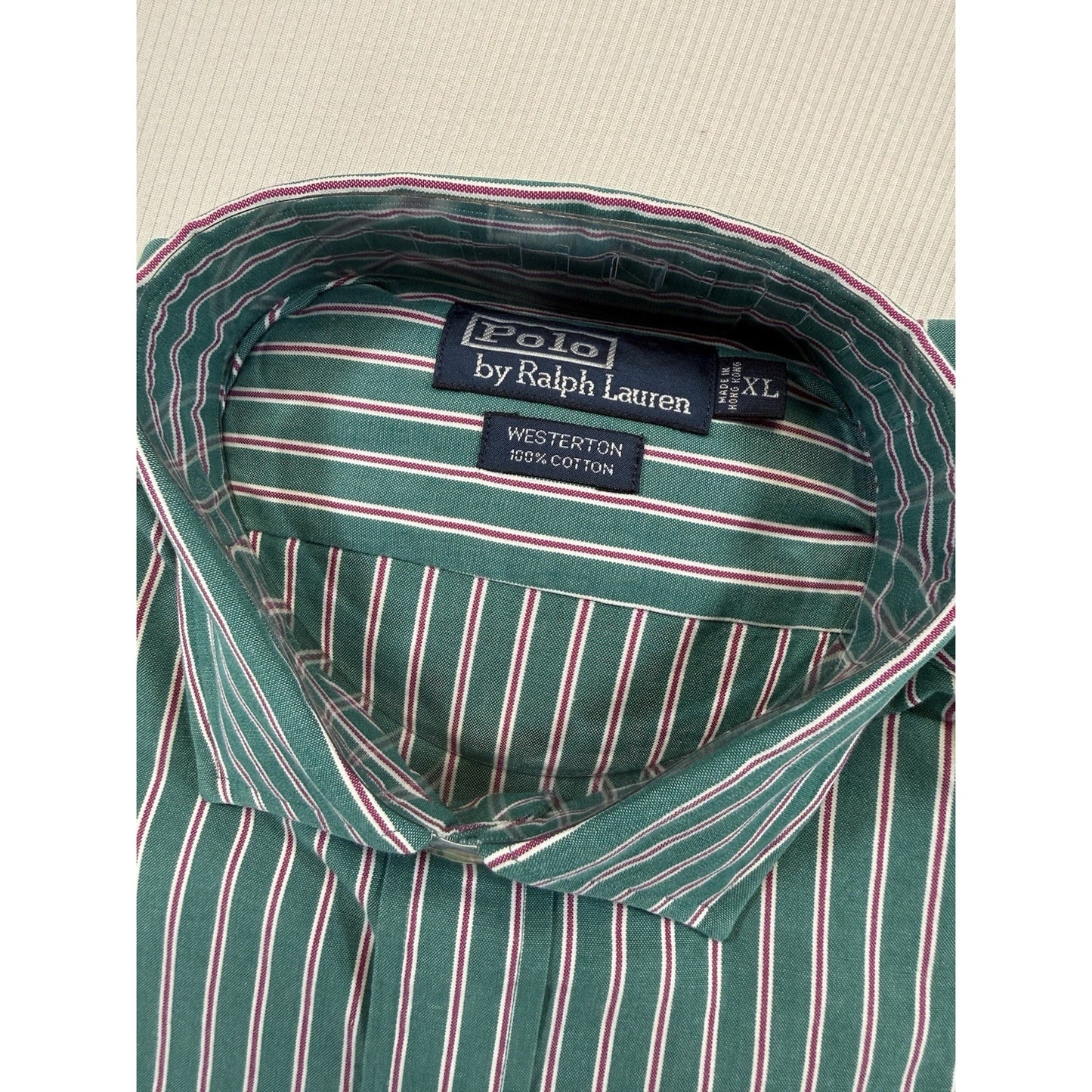 Polo Ralph Lauren Westerton XL Green Stripe Dress Shirt 100% Cotton