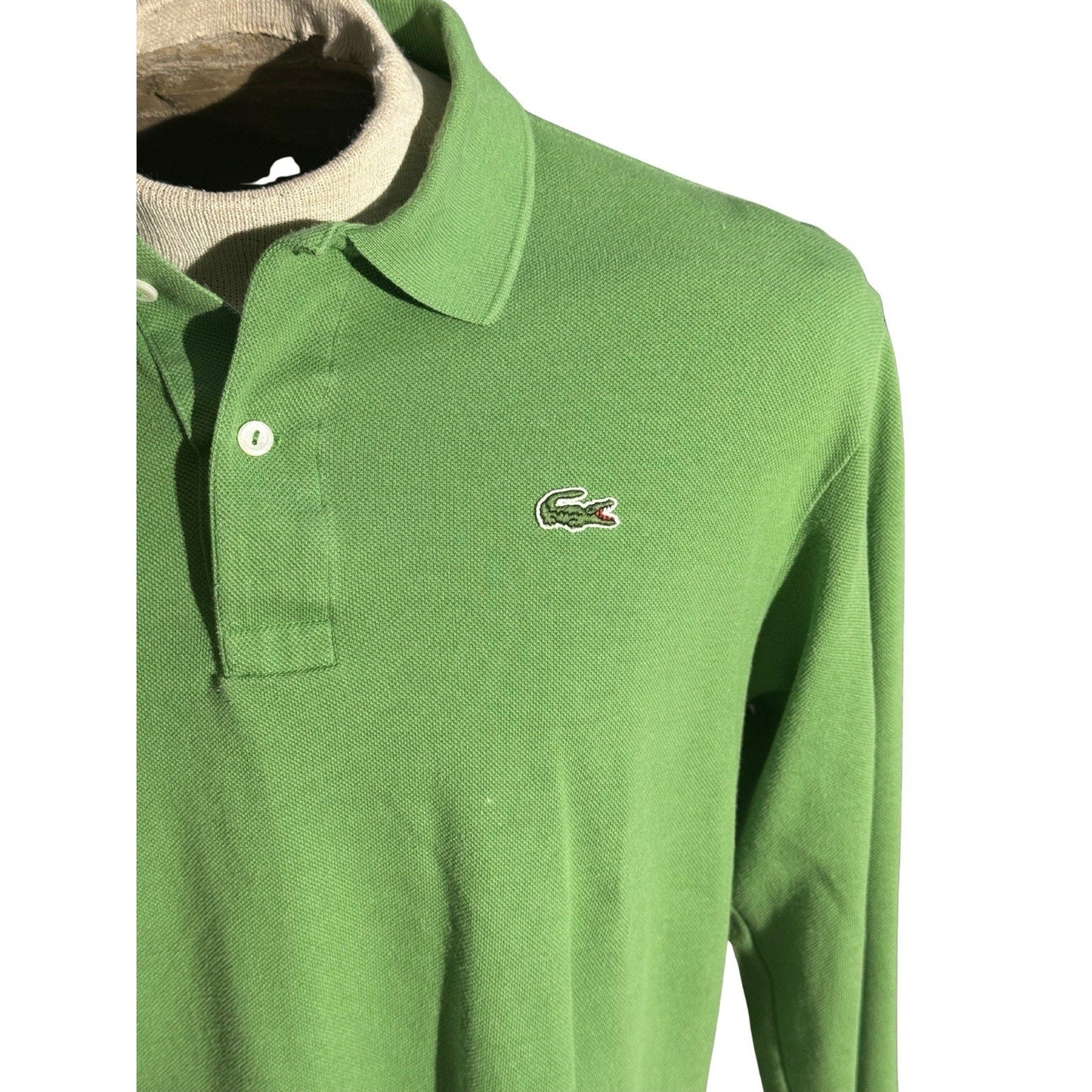 Lacoste Men’s XL Long Sleeve Polo Shirt Green Crocodile Logo Made in Peru