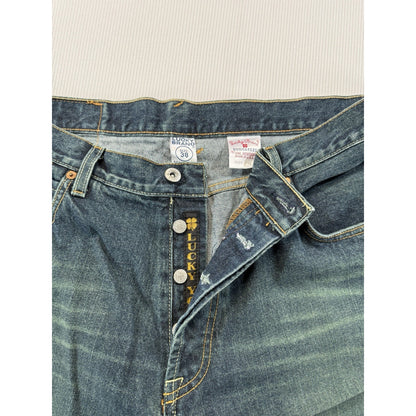 Lucky Brand Dungarees 38x30 USA Made Gene Montesano Vintage Button Fly Jeans