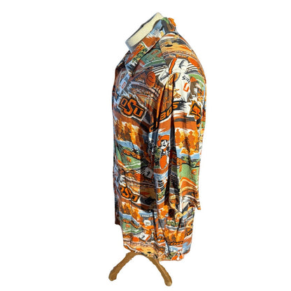 Reyn Spooner OSU Cowboys Hawaiian Shirt XL Oklahoma State Aloha Rayon Made Korea