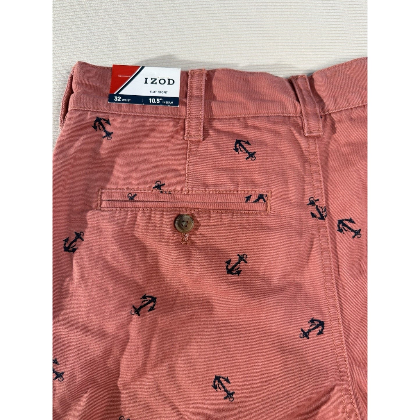 Izod Men's Chino Shorts 33 Anchors Print