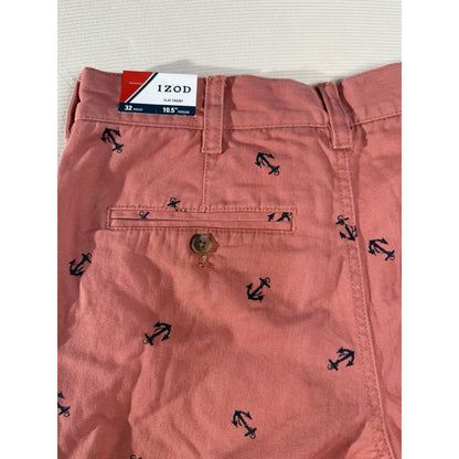 Izod Men's Chino Shorts 33 Anchors Print
