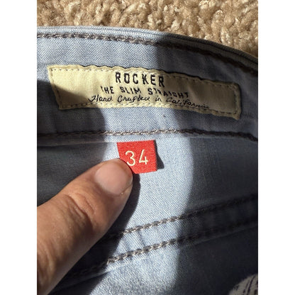 Agave Denim Rocker Jeans Cliffs Light Wash Slim Straight 34x32 USA