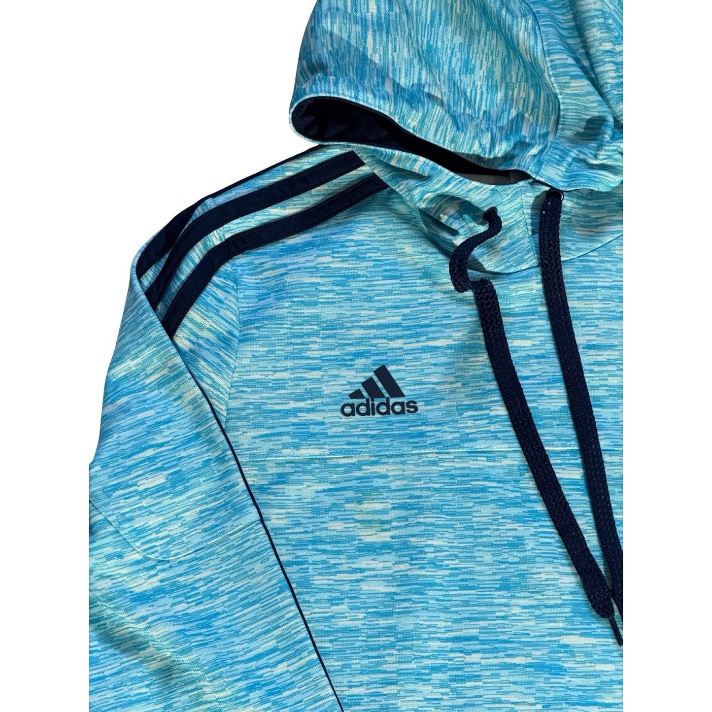Adidas Men’s Small Hoodie Blue Pullover Sweatshirt 3-Stripes Athletic Training