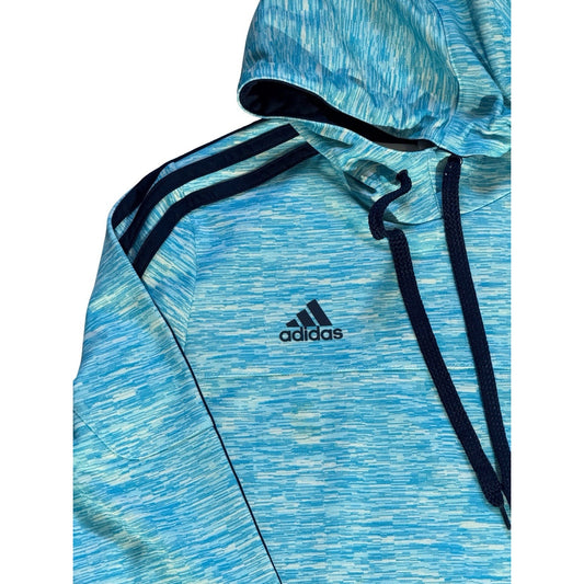 Adidas Men’s Small Hoodie Blue Pullover Sweatshirt 3-Stripes Athletic Training