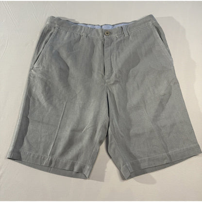 Tommy Bahama 33 Gray Silk Cotton Blend Flat Front Shorts Casual Resort Wear