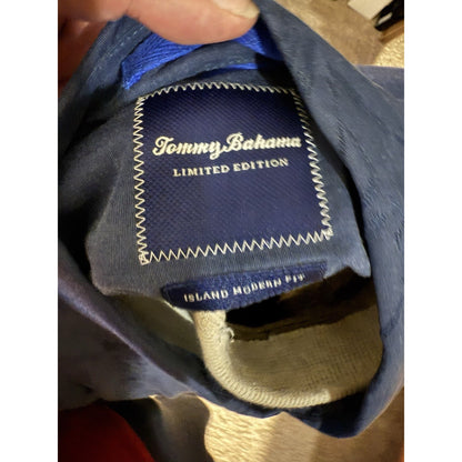 Tommy Bahama Limited Edition Silk Blend Shirt Blue Embroidered XXL Modern Fit
