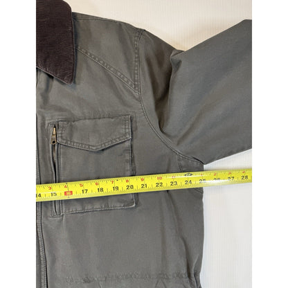 Tommy Hilfiger Jacket Mens XL Gray Corduroy Collar Plaid Lined Barn Field Coat