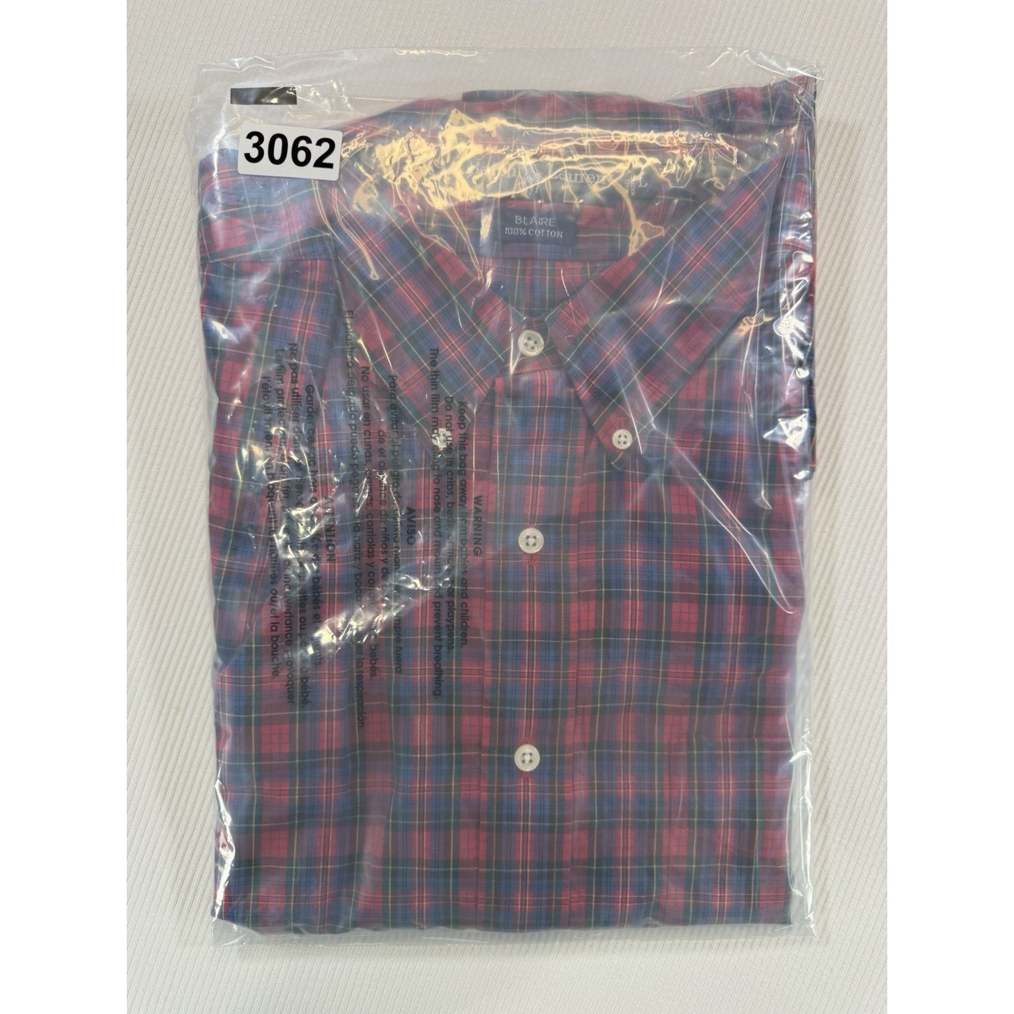 NWT Ralph Lauren Blaire L Red Tartan Plaid Button Down Shirt 100% Cotton