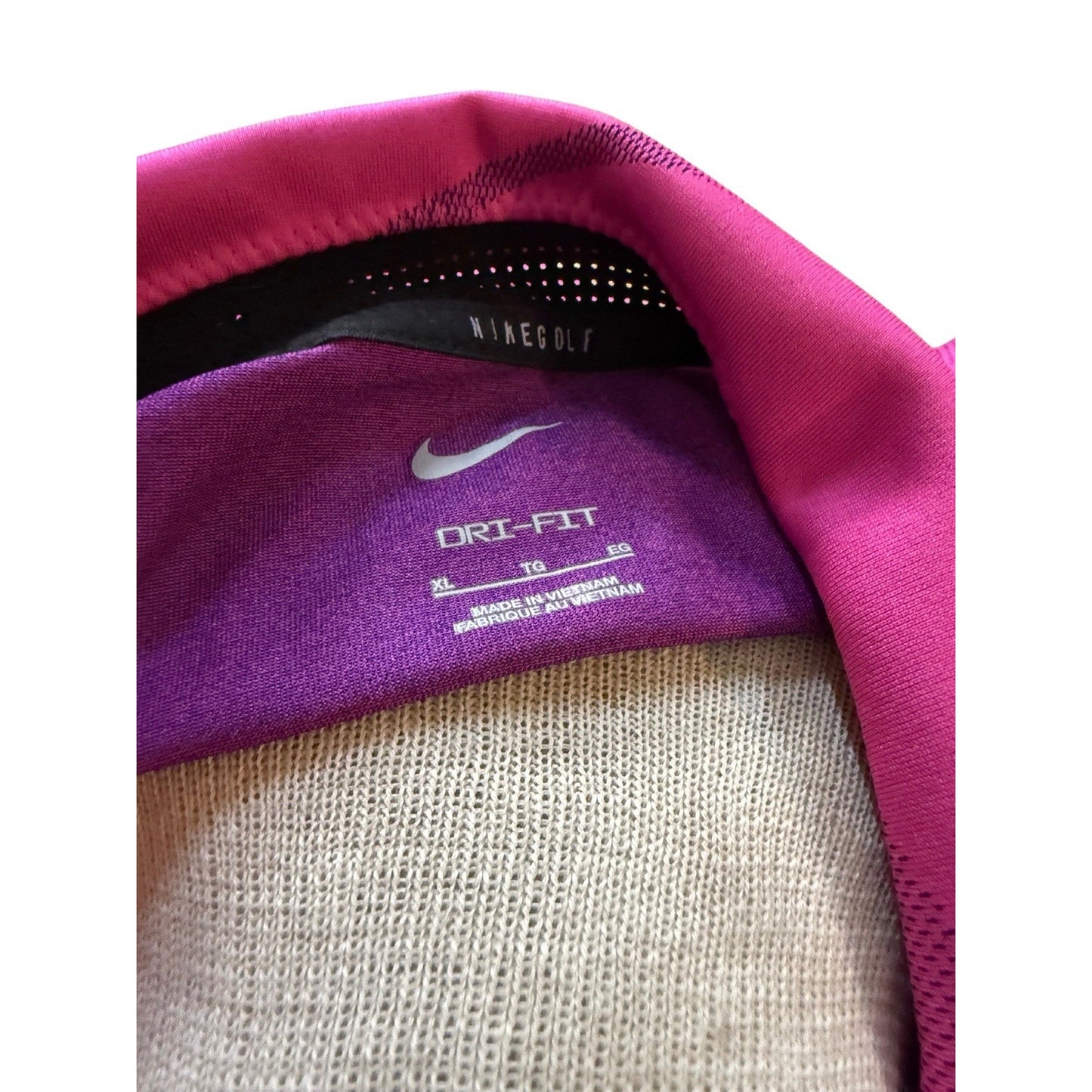 Nike Golf Dri-FIT Polo Shirt Men’s XL Magenta Pink Geometric Swoosh Performance