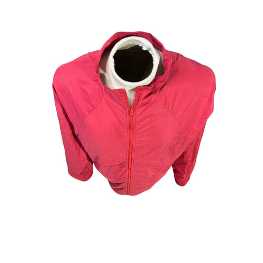 Beardedgoat Packable Windbreaker Jacket Red Lightweight Hooded Men’s Large