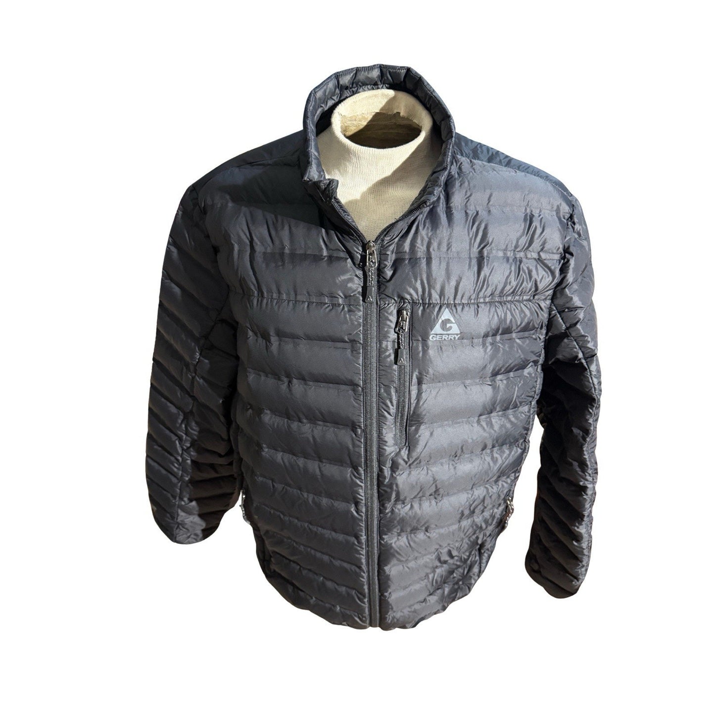 Gerry Men’s XXL Down Puffer Jacket Gray Lightweight Packable 90/10 Down Fill