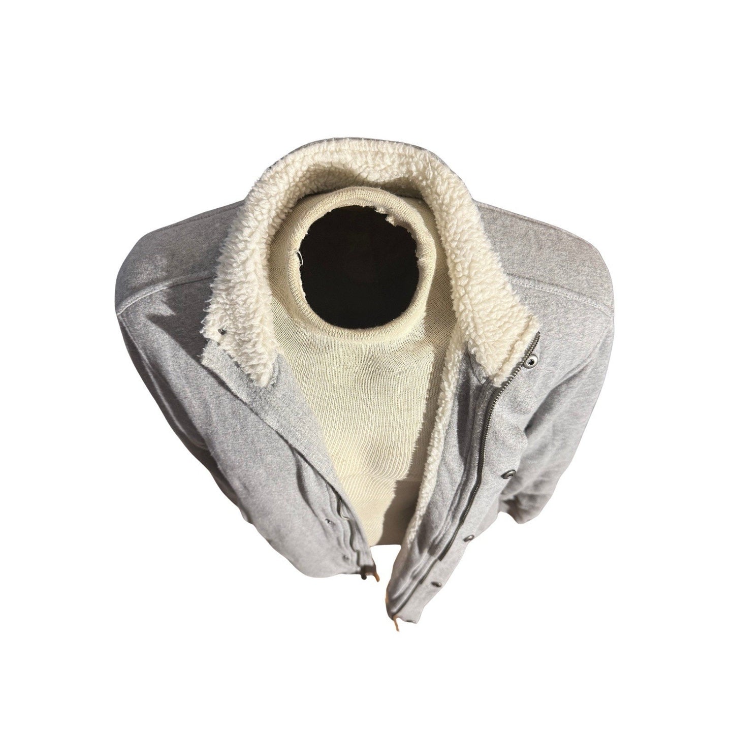 Lucky Brand Grey Label Sherpa Lined Jacket Men L Gray Full Zip Fleece Collar 275