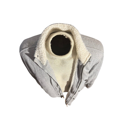 Lucky Brand Grey Label Sherpa Lined Jacket Men L Gray Full Zip Fleece Collar 275