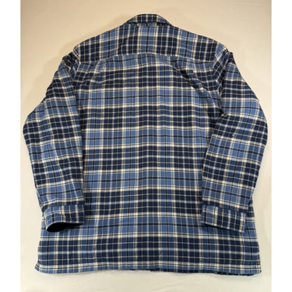 L.L.Bean Jacket Mens Large Blue Gray Plaid Flannel Fleece Lined Shirt Shacket