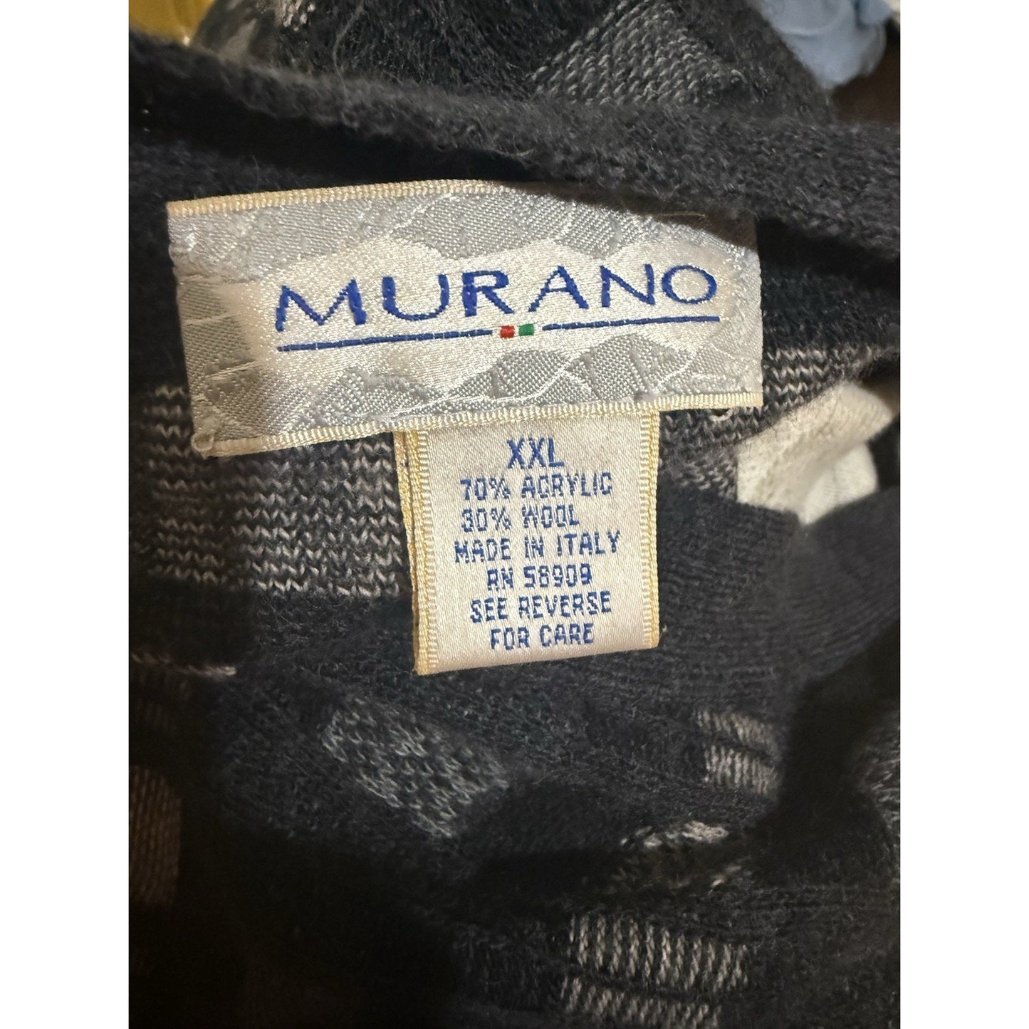 Murano Mens XXL Sweater Vest Cardigan Wool Blend Italy Grandpa Geometric