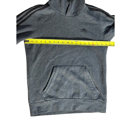 Adidas Gray Hoodie Pullover 3-Stripes Kangaroo Pocket Sweatshirt Men’s Medium