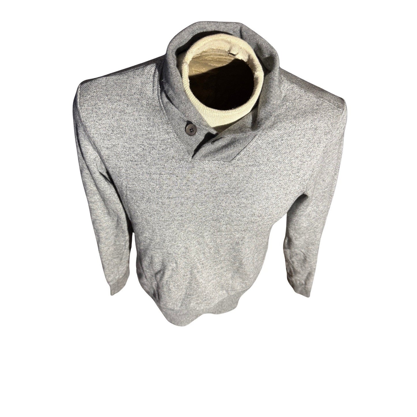 UNTUCKit Pullover Gray Cotton Shawl Collar Long Sleeve Sweater Men’s Small