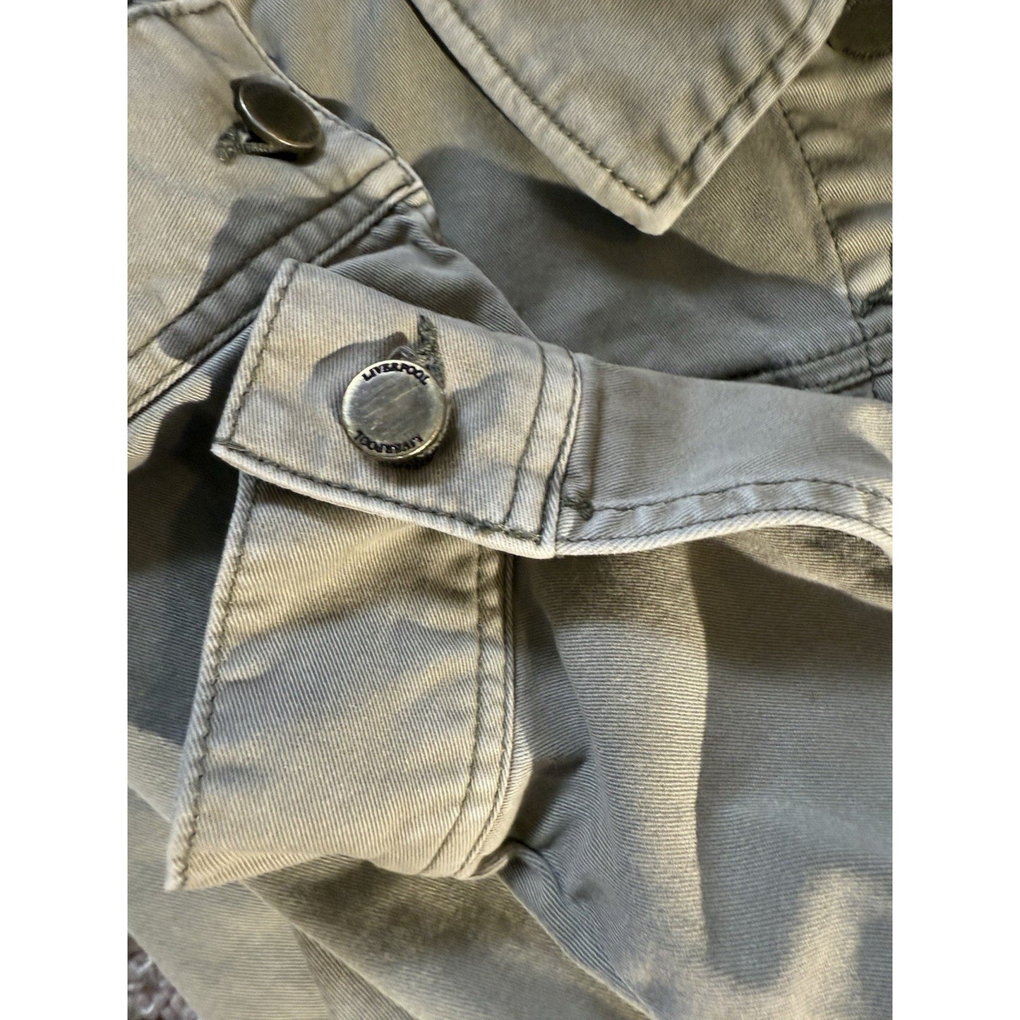 Liverpool Jeans Co Women’s Small Olive Green Denim Jacket Stretch Cotton Blend